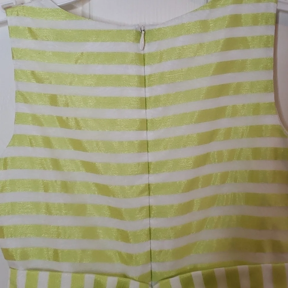GYMBOREE lawn party green striped dress size 7